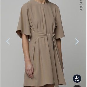 OAK + FORT Taupe Belted Midi Dress